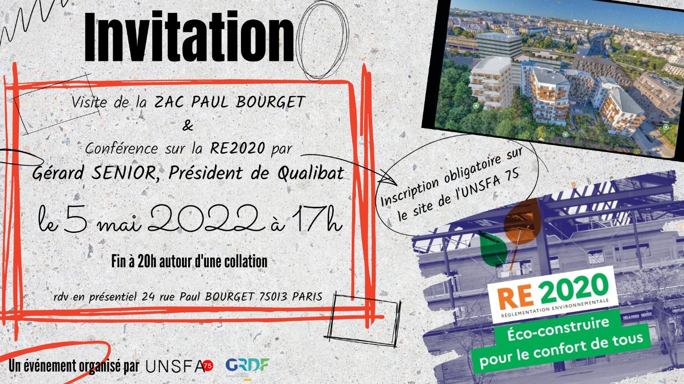 EXEMPLE D'APPLICATION RE2020 - Visite de la ZAC Paul Bourget & Conférence de G. SENIOR, Président de Qualibat et Architecte membre de l’UNSFA75
